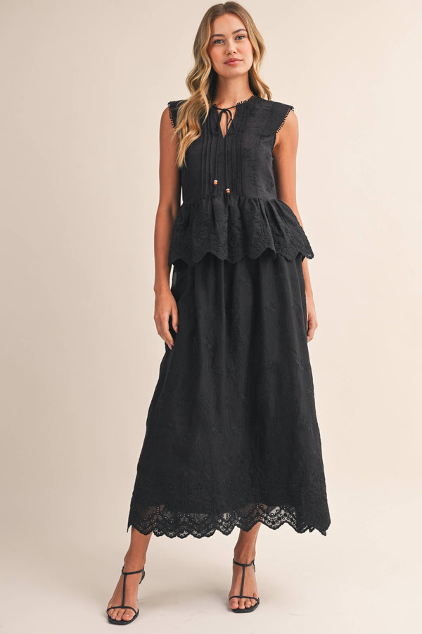 SCALLOP TOP AND SKIRTS SET