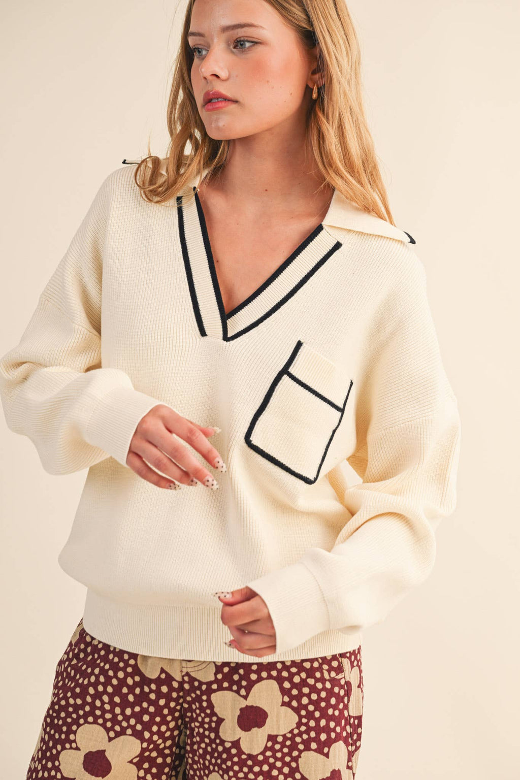 Preppy V-Neck Knit Pullover