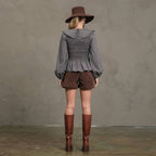 Plaid Smocked Peplum Blouse