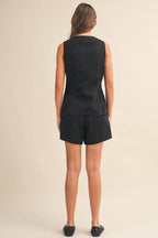 IST6276-A  TWILL EYELET VEST AND PANTS SET/FULLY LINED