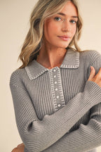 Collard Knit Midi Dress