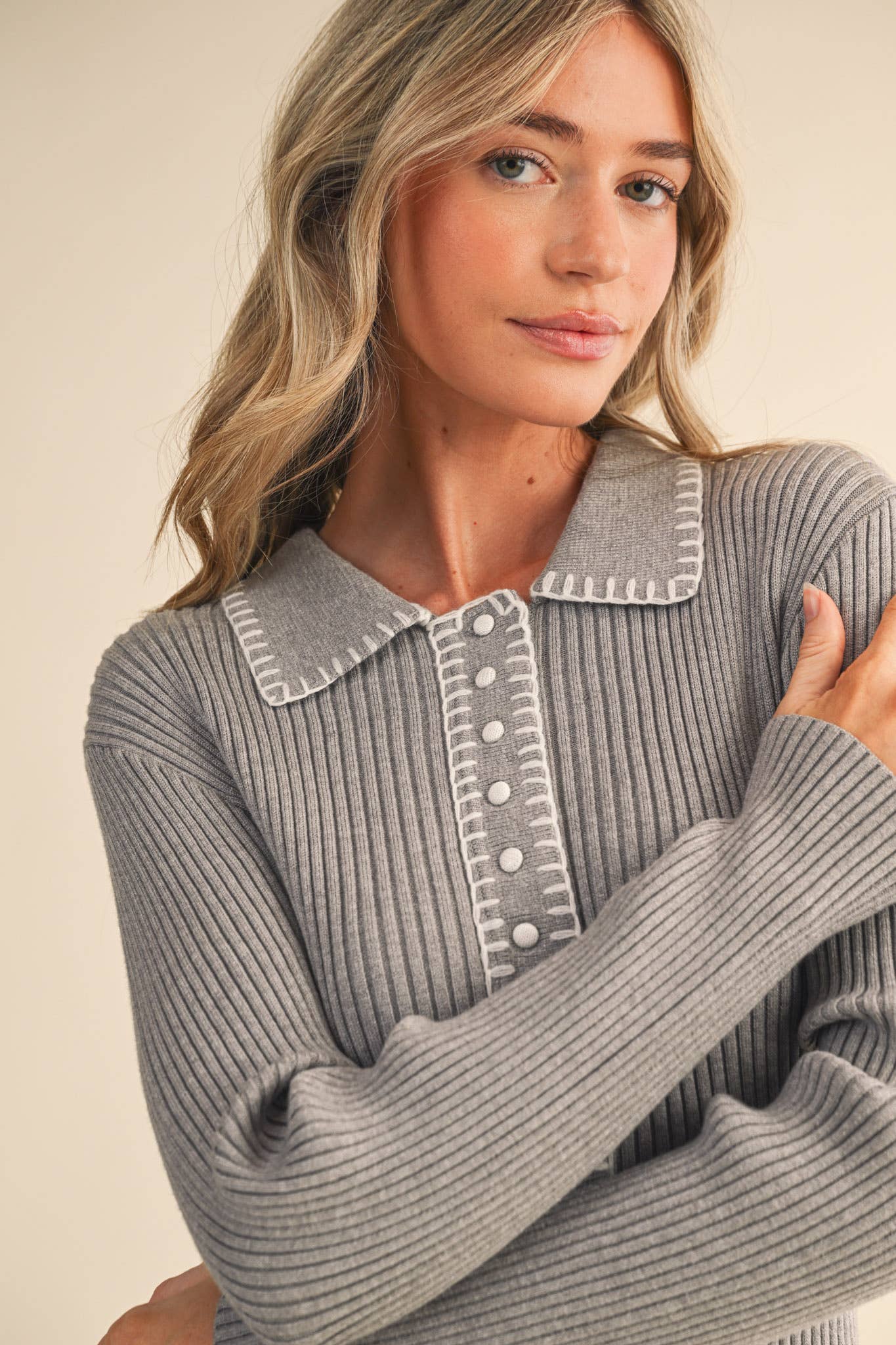 Collard Knit Midi Dress