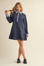 DROP WAIST PLEATED MINI DRESS MDR4384