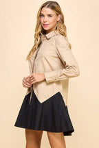 Black and Crean Contrast Dress