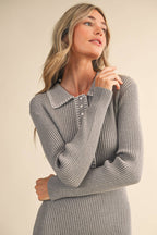 Collard Knit Midi Dress