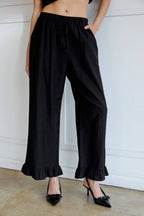 RUFFLE DETAIL STRAIGHT PANTS