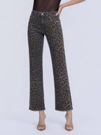 Leopard High Rise Slim Wide Jeans