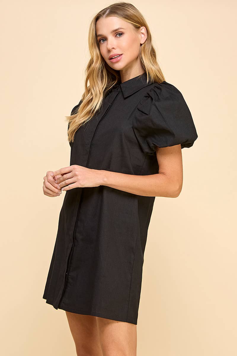 Classic Puff Sleeve Shirt Dress