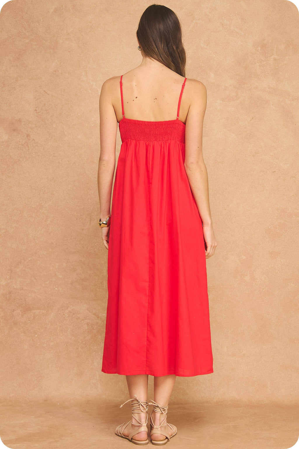 Top Stitch Bustier Linen Midi Dress