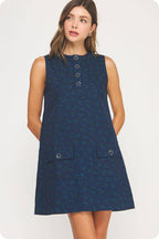 Floral Denim Sleeveless Mini Dress