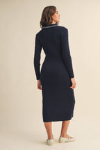 Collard Knit Midi Dress