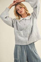 Scalloped Collar Knit Cardigan