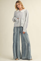 Scalloped Collar Knit Cardigan